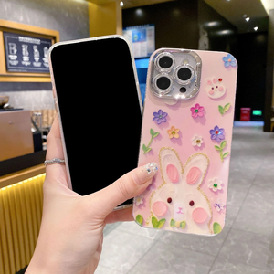 Cover <span class=keywords><strong>per</strong></span> Cellulare con Coniglietto e Fiori <span class=keywords><strong>per</strong></span> Ragazze, Pellicola Protettiva <span class=keywords><strong>per</strong></span> Obiettivo, Custodia Glitterata <span class=keywords><strong>per</strong></span> iPhone 11 12 13 14 15 Pro - Product Image 3