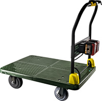 Chariot de transport électrique pliable bleu 60*90cm en plastique robuste pour entrepôt et usine