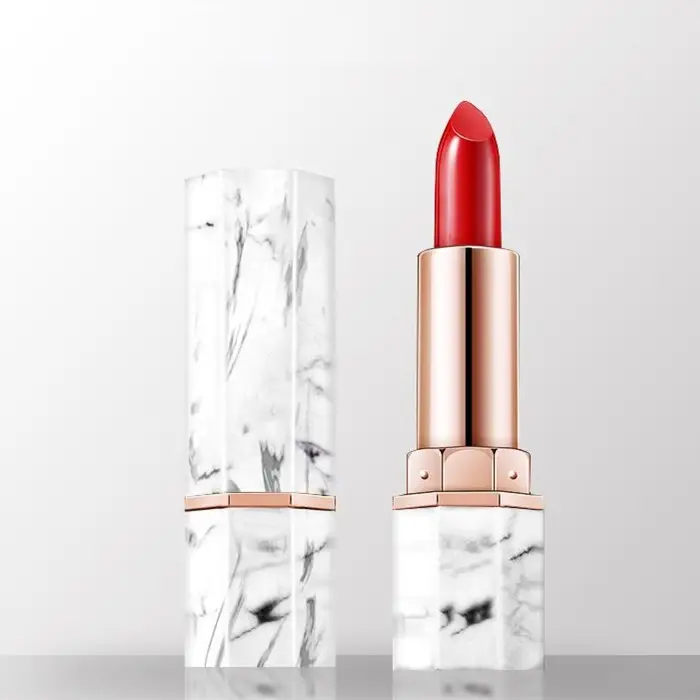 Wholesale Marble Lipstick Tube 10 Colors Nude Red Lipstick Private Label Cosmetic Sexy Red Matte Creamy Waterproof Lipstick
