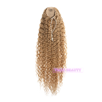 VMAE Extensions de cheveux humains queue de cheval à enrouler avec cordon de serrage, Remy vierges, Afro crépu bouclé, Balayage blond 613, style européen