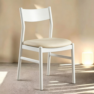 Silla de Comedor Móvil de Estilo Retro de Madera Maciza, Asiento Tapizado en Cuero PU, Respaldo Cómodo, Diseño <span class=keywords><strong>Simple</strong></span> para <span class=keywords><strong>Restaurante</strong></span> - Product Image 4