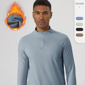 เสื้อสเวตเชิ้ตแขนยาวทรงเข้ารูปสำหรับผู้ชาย เสื้อสเวตเชิ้ตแขนยาวคอตั้งยืดหยุ่นสูงสำหรับกีฬาวิ่งออกกำลังกาย - Product Image 1