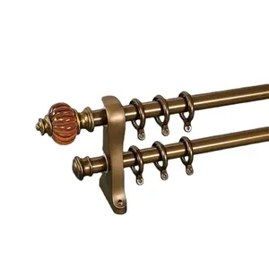 Manufacturer High Quality Antique Aluminum Curtain Poles Double Wood Window Curtain Rods