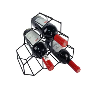 Jinn Home Triangle shape 6 Bottle Iron Wire Standing Wine Storage Rack Metal Display Rack