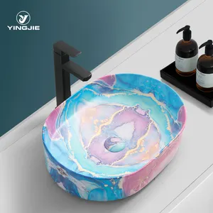 ceramic basin countertop sinks pink marble basin bathroom art basin sink