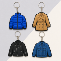 Llavero de PVC Blando Plano 2D Personalizado con Forma de Abrigo, Venta al por Mayor, Llavero de Goma Duradero para Hombre y Mujer, Regalo Promocional OEM