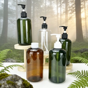 Botella de 300 ml para el Cuidado de la Piel, Transparente, Color Ámbar, para Champú o Loción, con Tapa Dosificadora Negra, Serigrafía, Botella de Plástico de 500 ml para Gel de Ducha o Loción - Product Image 6