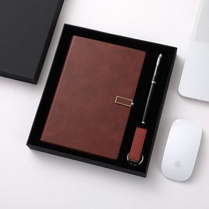 Custom <b>Diary</b> <b>A5</b> Notebook Business Gift Sets Office Simple Soft Leather Notepad Set Journal with Pen and 16 GB USB Flash Drive - Product Image 4