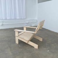 Chaise de salle à manger d'extérieur basse sans vis avec dossier et accoudoirs, en contreplaqué, design moderne, pour bar à domicile, bureau à domicile, parc