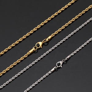 고품질 스테인리스 스틸 로프 체인 2mm 3mm 4mm 5mm 6mm 공장 맞춤 길이 남성용 주얼리 목걸이 금도금 로프 체인 - Product Image 4