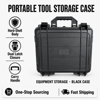 Boîte de rangement portable noire pour outils, étui de transport fermé pour la réparation automobile et le stockage en atelier