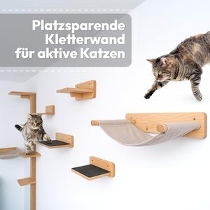 Ensemble de hamac mural pour chat - 1 hamac et 2 plateformes en bois massif et mobilier mural en sisal pour chat pour grimper sur les murs - Product Image 2