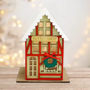 CLBX Christmas decorations wooden glowing houses Santa Claus,Shop styling home atmosphere scene layout