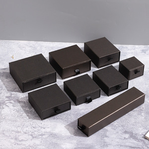 Jewelry Black Packaging Slide Box For Jewelry Bracelet Ring Earrings Custom Logo