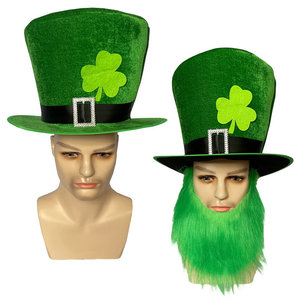 Chapeau haut de forme pour la Saint-Patrick, avec <span class=keywords><strong>barbe</strong></span> verte, pour déguisement irlandais - Product Image 2