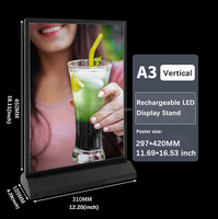 Boîte à lumière LED rechargeable double face A3, cadre en plastique, faible consommation, écologique, monochrome, pour menu de table intérieur ou suspendu en restaurant