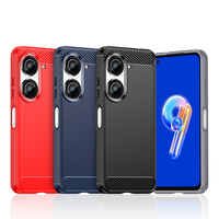 Coque de téléphone pour Zenfone 10, texture en fibre de carbone brossée, souple, en TPU, antichoc, sans support