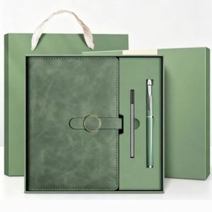 Agenda Personalizada con Cubierta de Cuero Azul, Libro de Negocios, Caja de Regalo, Cuaderno con Recambio y Set de Memoria USB - Product Image 1