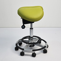 Chaise Selle Moderne pour Hôpital, Tabouret d'Assistant Dentaire, Hauteur Réglable, Base Mobile, Cadre en Acier Inoxydable, pour École et Atelier