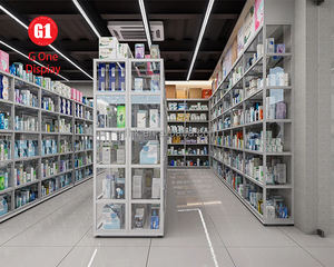 Modern Medical Shop Counter Design Custom Pharmacy Floor Stand <b>Shelving</b> Fixtures for Drugstore Display Desgin - Product Image 3