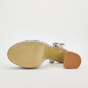 Nouvelles sandales d'été 2024 à talons épais et paillettes, plateformes imperméables en verre et plastique pour femmes - Product Image 6