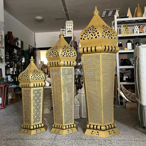 Party Supplies Large Metal Hollow Outdoor Moroccan <strong>Candle</strong> Lanterns Decorative - Product Image 2