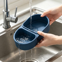 Boîte à lunch en silicone de qualité alimentaire à double compartiment avec couvercle, pliable, anti-fuite, pour pique-nique, usage domestique, 0-1L