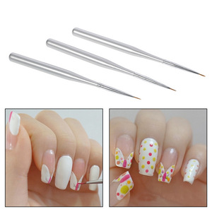 3Pcs Nylon Nail Art Brush <b>Set</b> Flower Line Drawing Pens <b>Crimped</b> Ferrule for UV Gel Painting - Product Image 4