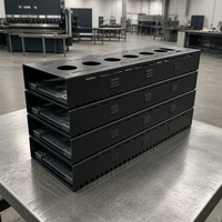 Support coulissant sur mesure en tôle pour plateau extractible avec emplacements pour connecteurs, fabrication OEM