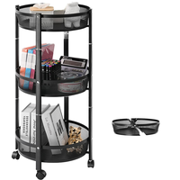GREENSIDE Étagère de rangement mobile multifonctionnelle en métal pour cuisine domestique, à un seul niveau, rotative, pour vaisselle et bols