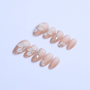 30 Piezas de Uñas Postizas Pre-Diseñadas <span class=keywords><strong>con</strong></span> Código Numérico, Uñas Postizas Blancas Francesas <span class=keywords><strong>con</strong></span> <span class=keywords><strong>Flores</strong></span> Tridimensionales 3D - Product Image 4