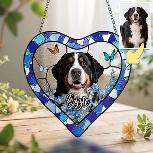 Attrape-soleil personnalisé en vitrail, en forme de cercle, avec portrait photo sur mesure, à suspendre à la fenêtre, pour ornement décoratif, Pâques, animal de compagnie - Product Image 1