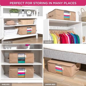 Sac de rangement rectangulaire transparent pour vêtements avec poignée, protège contre les mites, la saleté et la poussière, rangement sous le lit pour pulls en cachemire et literie - Product Image 5