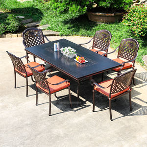 Ensemble <span class=keywords><strong>de</strong></span> chaises <span class=keywords><strong>de</strong></span> <span class=keywords><strong>table</strong></span> <span class=keywords><strong>ronde</strong></span> en aluminium moulé pour barbecue en cuivre rouge pour les repas en plein air pouvant accueillir <span class=keywords><strong>de</strong></span> <span class=keywords><strong>4</strong></span> à 6 <span class=keywords><strong>personnes</strong></span> en métal durable - Product Image 2