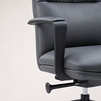 Chaise de bureau pivotante ergonomique moderne à dossier haut en PU avec accoudoirs fixes