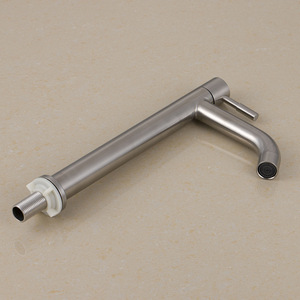 Robinet de lavabo en acier inoxydable, monocommande, à poser sur le comptoir, style minimaliste, monotrou - Product Image 4