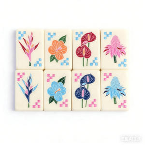 Nouvel ensemble de mahjong américain de luxe monocouche 2026, 160 tuiles, motifs floraux tropicaux, règles officielles NMJL, divertissement - Product Image 3