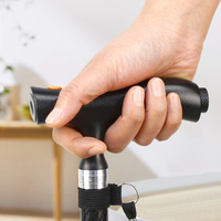 S26TSFC28- # H #      Bâton de marche à quatre branches en fibre de carbone avec lumières LED, 360 °   Attelle télescopique pour cheville, adaptée aux personnes handicapées