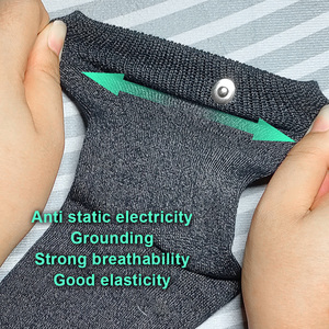 Silver Fiber Knitted Crew <b>Socks</b> Solid Color All-Season Anti-Odor Breathable Eco-Friendly High Quality 400TC Custom Grounding - Product Image 4