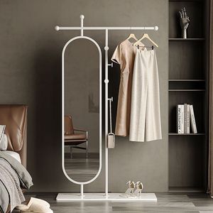 <span class=keywords><strong>Perchero</strong></span> Metálico Simple con Espejo Giratorio de Cuerpo Entero, Multifuncional para Dormitorio y <span class=keywords><strong>Entrada</strong></span> Interior - Product Image 3