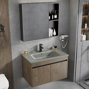 Miroir LED intelligent en alliage d'aluminium laqué nordique moderne, armoire de salle de bain intégrée en céramique murale pour usage hôtelier, 5 ans - Product Image 3
