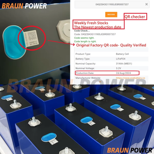 Stock PL UE Cellule de batterie Lifepo4 MB31 314Ah 3.2V 314Ah 320Ah Lithium <span class=keywords><strong>Fer</strong></span> EVE314 Ah 3.2V 320Ah Batterie solaire Entrepôt européen - Product Image 4