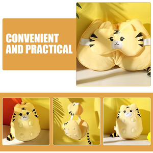 어린이 매력적인 귀여운 만화 자수 동물 호랑이 2 in 1 목 베개 눈 마스크 비행기 기차 수면 도매 여행 베개 - Product Image 6