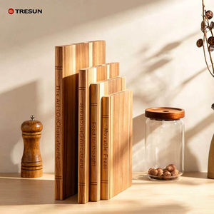 Juego de 3 tablas de cortar de madera de acacia con soporte, en forma de biblioteca. - Product Image 5