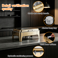 Goldener Hydraulischer Buffet-Wärmer 9L mit Alkohol- und Elektroheizung sowie Isolierplatte für Hotelküchen, Frühstückswärmer, Partys