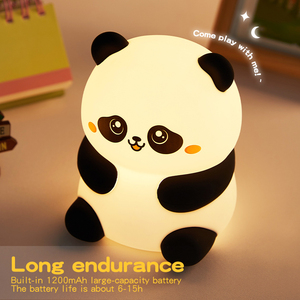 <span class=keywords><strong>Lampe</strong></span> de chevet créative en silicone en forme de panda mignon, portable, à commande tactile, rechargeable par USB, petite veilleuse <span class=keywords><strong>LED</strong></span> pour enfants - Product Image 5