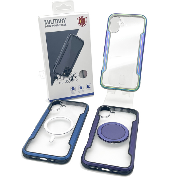 Factory Custom Metallic Anti-fall Shockproof Phone case Magnetic Bracket Mobile Armored Phone case for Iphone16 15 14