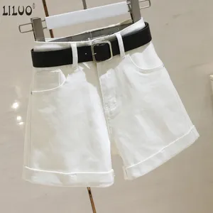 Liluo White High-Waist Denim Shorts Damen Curling Sommer New Korean-Style Slim Wide Leg