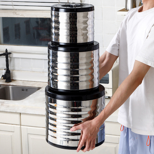 3 cái Đen Thép không gỉ lẩu đặt công suất lớn thực phẩm lưu trữ <span class=keywords><strong>container</strong></span> ăn trưa hộp thực phẩm ấm hơn Bộ - Product Image 4