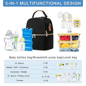 <span class=keywords><strong>Sac</strong></span> <span class=keywords><strong>isotherme</strong></span> avec bandoulière pour pompe à lait maternel noir isolé personnalisé capacité de 6 biberons pour la garderie de maman travail voyage - Product Image 2